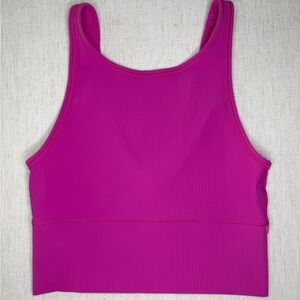 Lululemon Ebb to Street Cropped Tank Pink Ribbed Size 6 Built In Bra